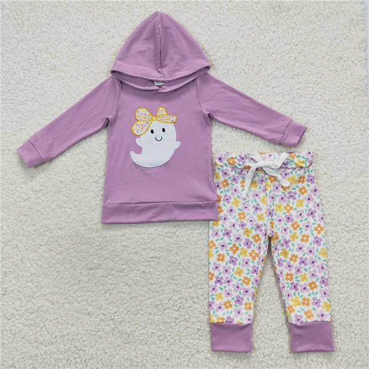 GLP0530 Embroidery bow Ghost Purple hooded long-sleeved flower
