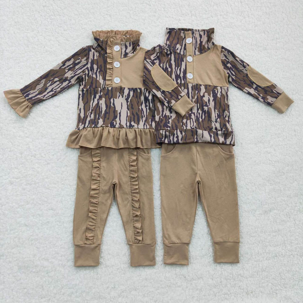 BLP0239 camouflage light brown long sleeve pants suit