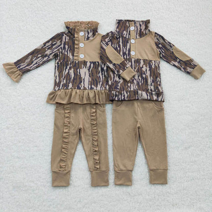 BLP0239 camouflage light brown long sleeve pants suit
