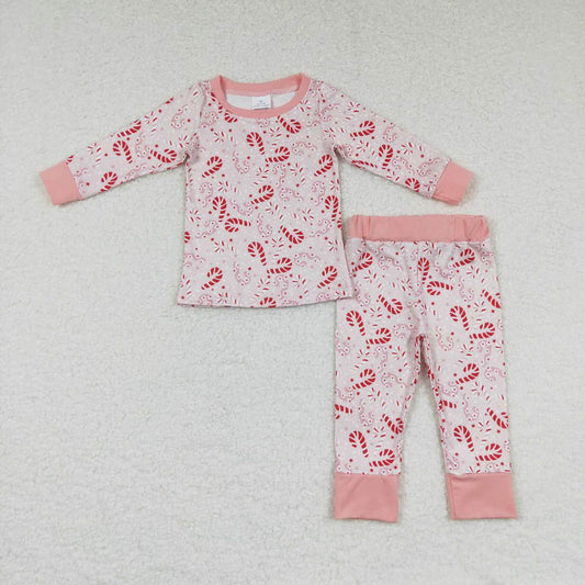 GLP0738 Flower Candy Cane Pink Long Sleeve Pants Suit