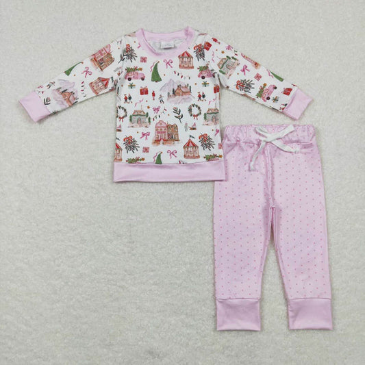GLP0914 Christmas tree house garland pink white long sleeve pants cover