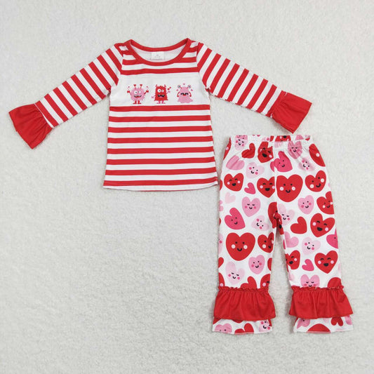 GLP1122 cartoon red and white striped long-sleeved love white long-sleeved suit