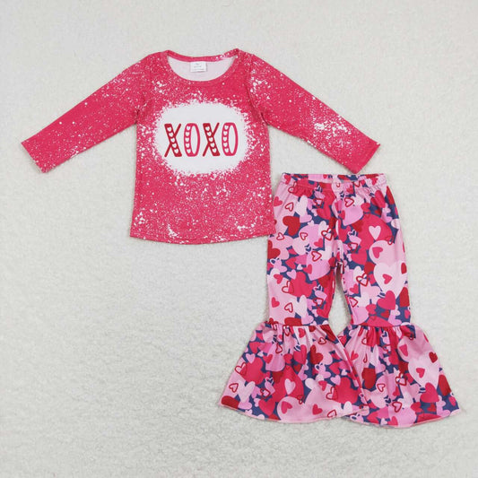 GLP1131xoxo red long-sleeved love pants suit