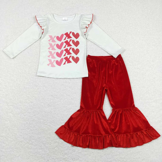Sibling Baby Girls Valentines Shirt Top Pants Outfits Suits C11.4