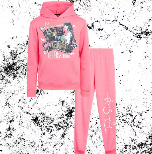 GLP1170Baby Girls Pink Singer Hooded Top Pants Clothes Sets Preorder
