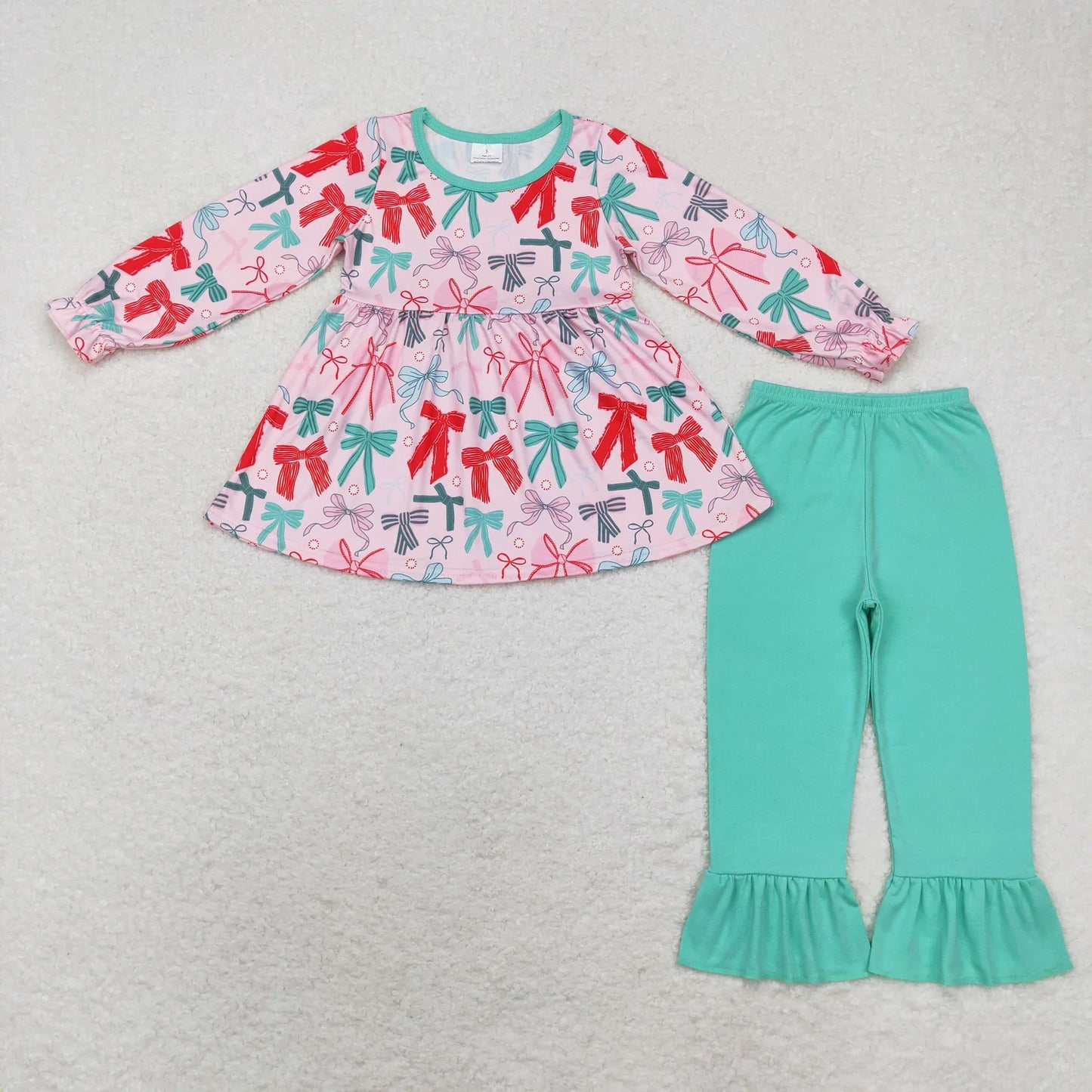 Family Sibling Colorful Bows Pajamas Clothes Sets Zipper Rompers Women Pants Blankets C10.14