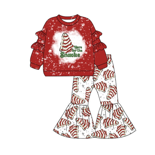 GLP1963 Baby Girls Christmas Snacks Top Bell Pants Clothes Sets Preorder