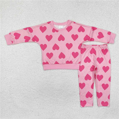 Sibling Baby Girls Valentines Shirt Top Pants Outfits Suits C11.4