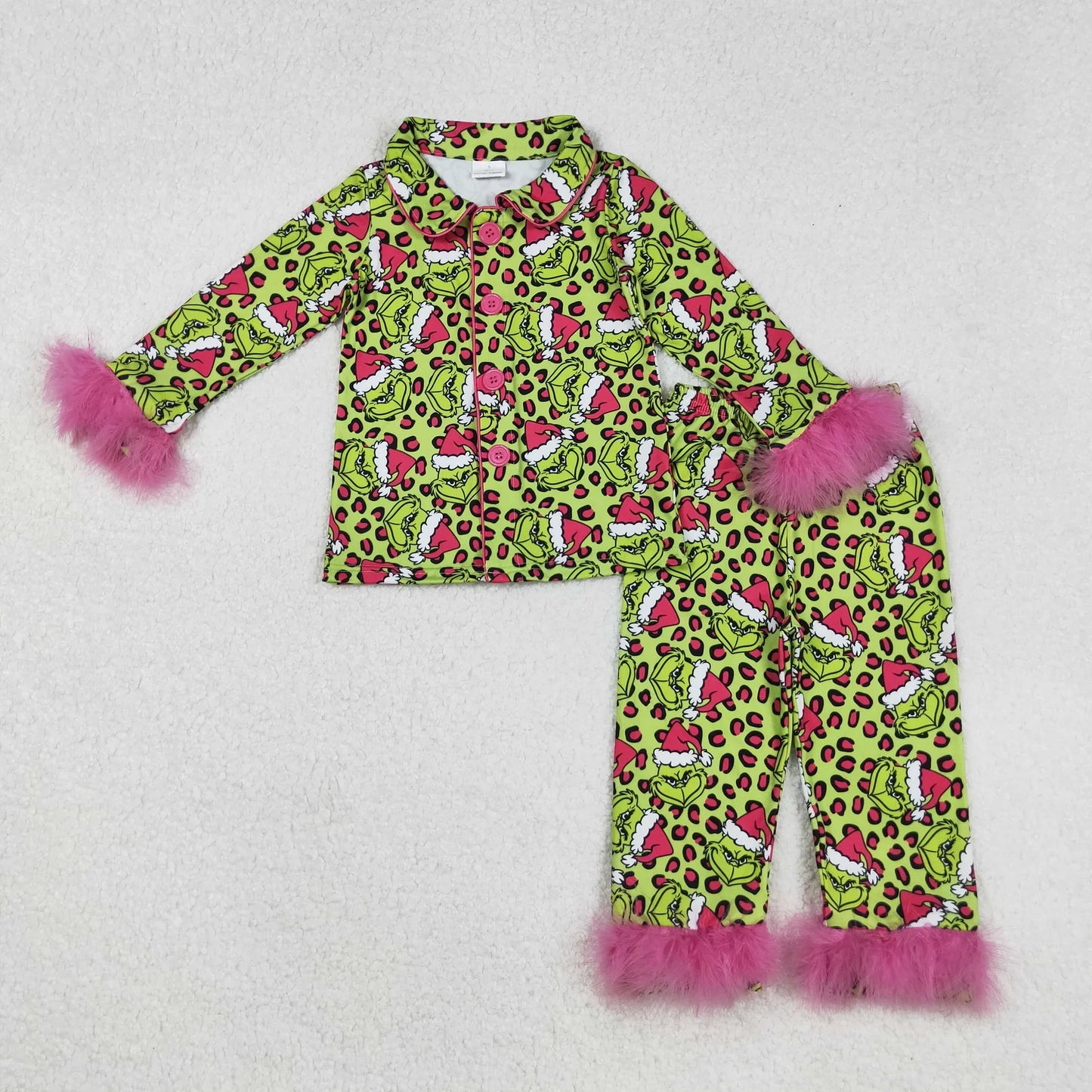 Mommy&Me Leopard Grin Button Fur Sleeve Pajamas Sets Ruffle Dresses Zipper Rompers C10.22