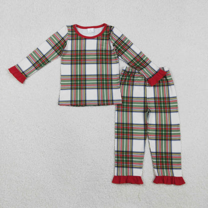Sibling Baby Boys Girls Green Red Checked Christmas Pants Pajamas Sets C11.6