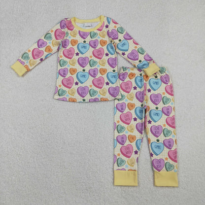 Sibling Baby Girls Colorful Hearts Stars Pants Valentines Pajamas Sets Two Way Zip Convertible Rompers C11.10
