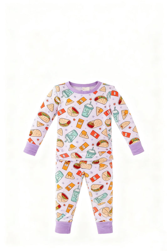 C12.4 GLP3258 Baby Girls Hamburgers Drinks Top Pants Clothes Sets Preorder