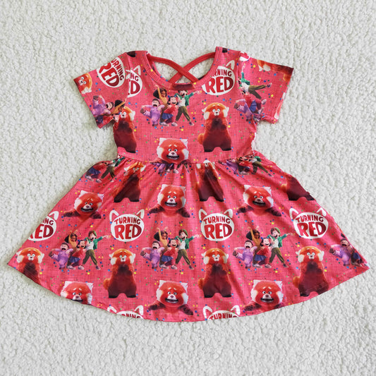 GSD0059 Red short-sleeved dress for girls