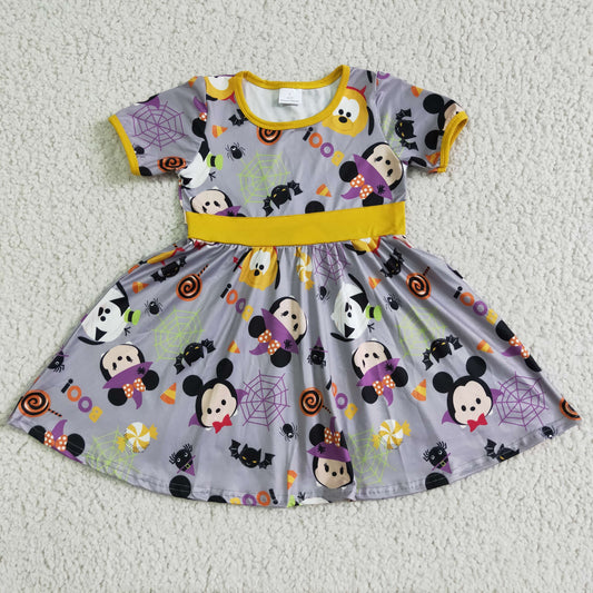 GSD0133 Baby girls Halloween waist cartoon knee length dress