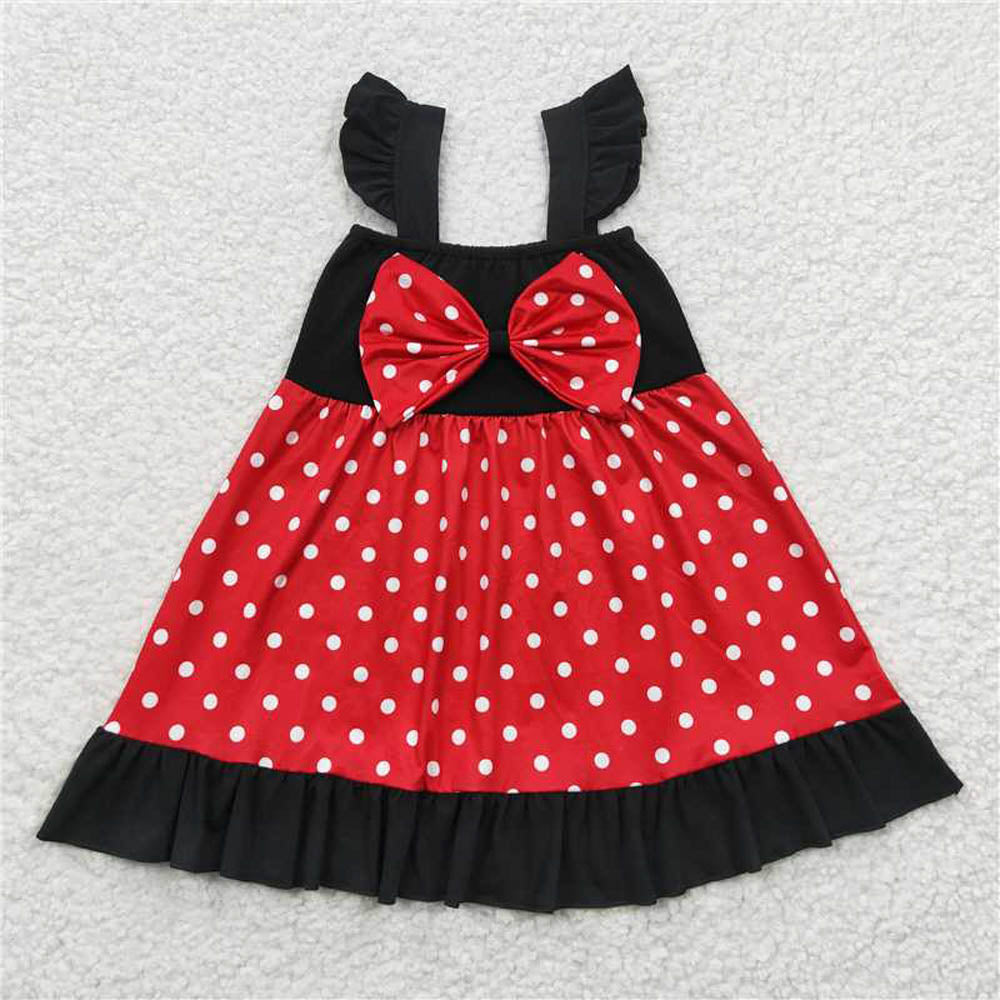 GSD0344 Baby Girls Black Bow Summer Knee Length Dres