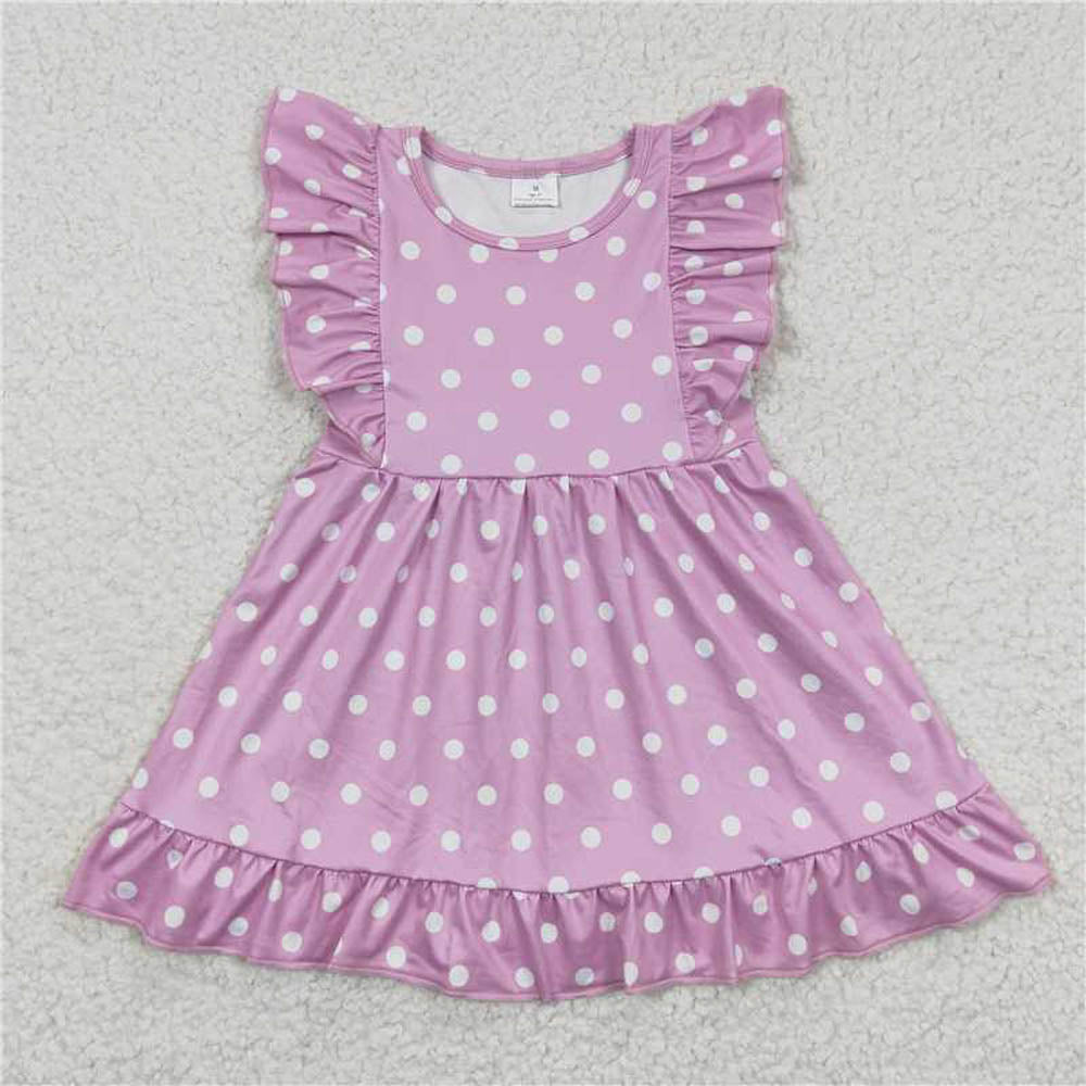 GSD0362 Purple Polka Dot Flying Sleeve dress