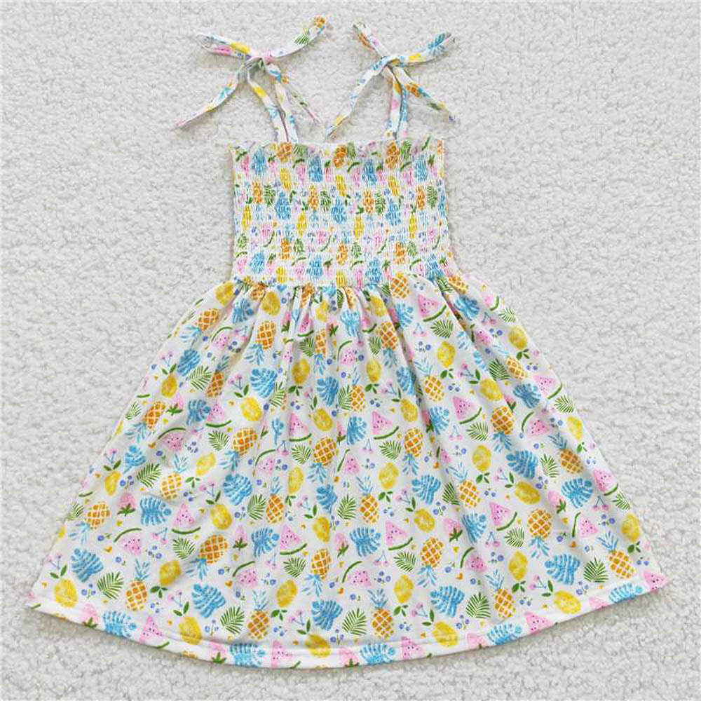 GSD0374 Yellow Pineapple Elastic Band dress