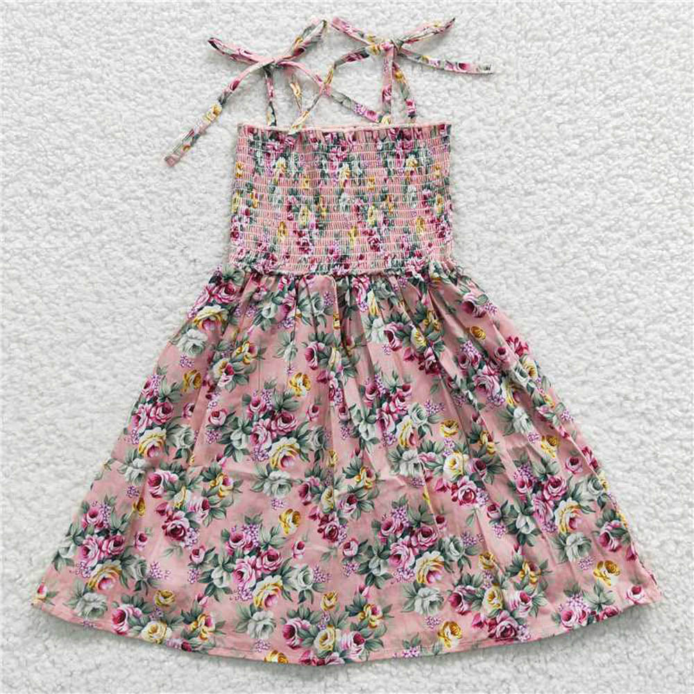 GSD0376 Rose Red Flower Elastic Band dress pink