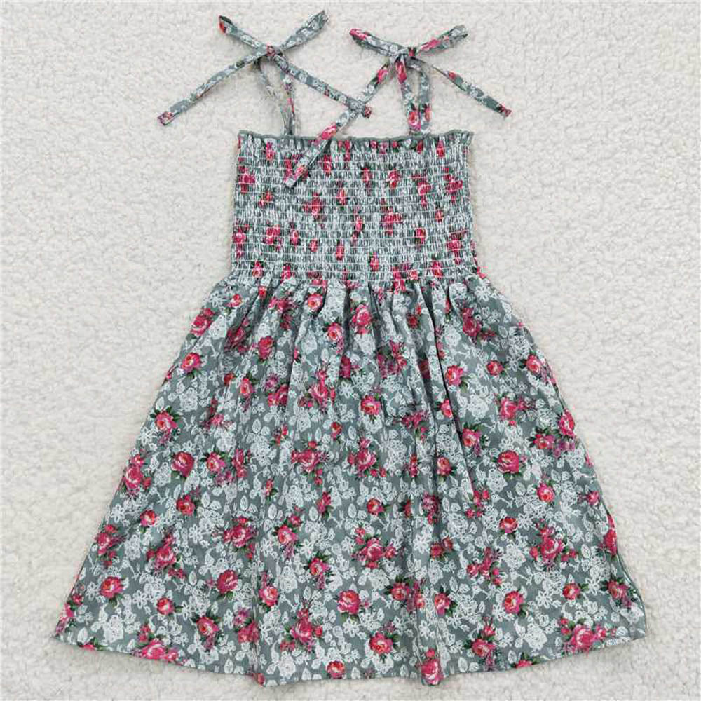 GSD0378 Rose Flower Elastic Band dress green