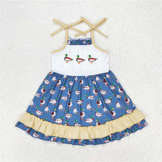 RTS GSD0891 Baby Girls Ruffle Knee-Length Dresses with Duck Straps Cute And Fashionable Clothing for Little Ones