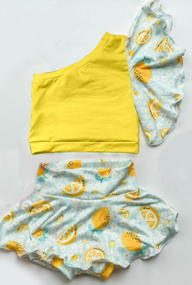 GSD1122Newborn Baby Girls Lemon Bummie Set
