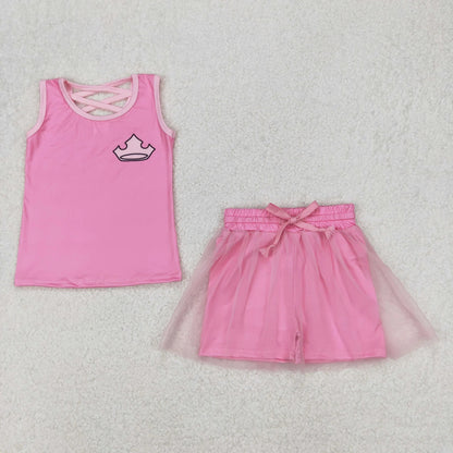 Sibling 10(3) Colors Baby Girls Princess Castles Shirt Skorts Skirts Outfits 5.5