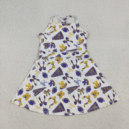 Sibling 3 Colors Baby Girls Bows Footballs Go Team Shorts Yoga Active Knee Length Dresses C10.25