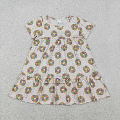 Sibling Baby Boys Girls Mardigras Donuts Knee Length Dress Button Shirt Top Skorts Clothes Set C11.29