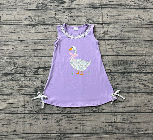 Sample GSD2942 Embroidery Bows Goose Baby Girls Sleeveless Knee Length Dresses