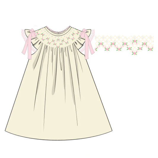C11.17 GSD3129 Baby Girls Flowers Bows Flutter Sleeve Knee Length Dresses Preorder