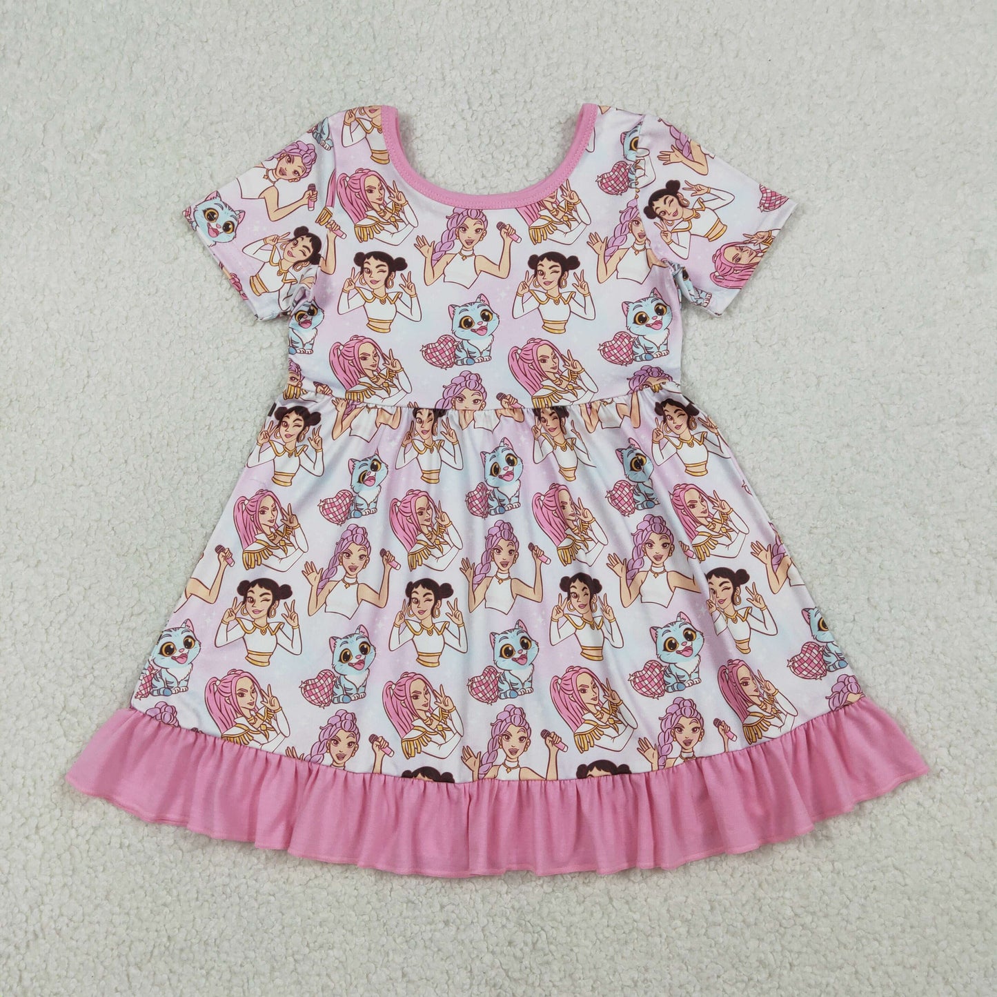 RTS GSD3394 Baby Girls Cartoon Demon Hunting Ruffle Knee Length Dresses