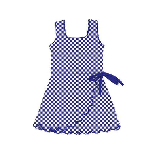 C12.16 GSD3426 Baby Girls Purple Checked Yoga Active Ruffle Shorts Knee Length Dresses Preorder