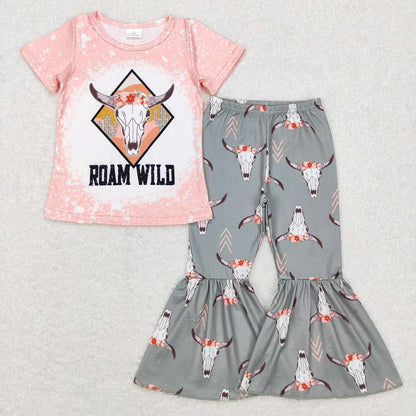 Sibling Baby Girls Western Shirts Bell Bottom Pants Outfits Sets 4.26