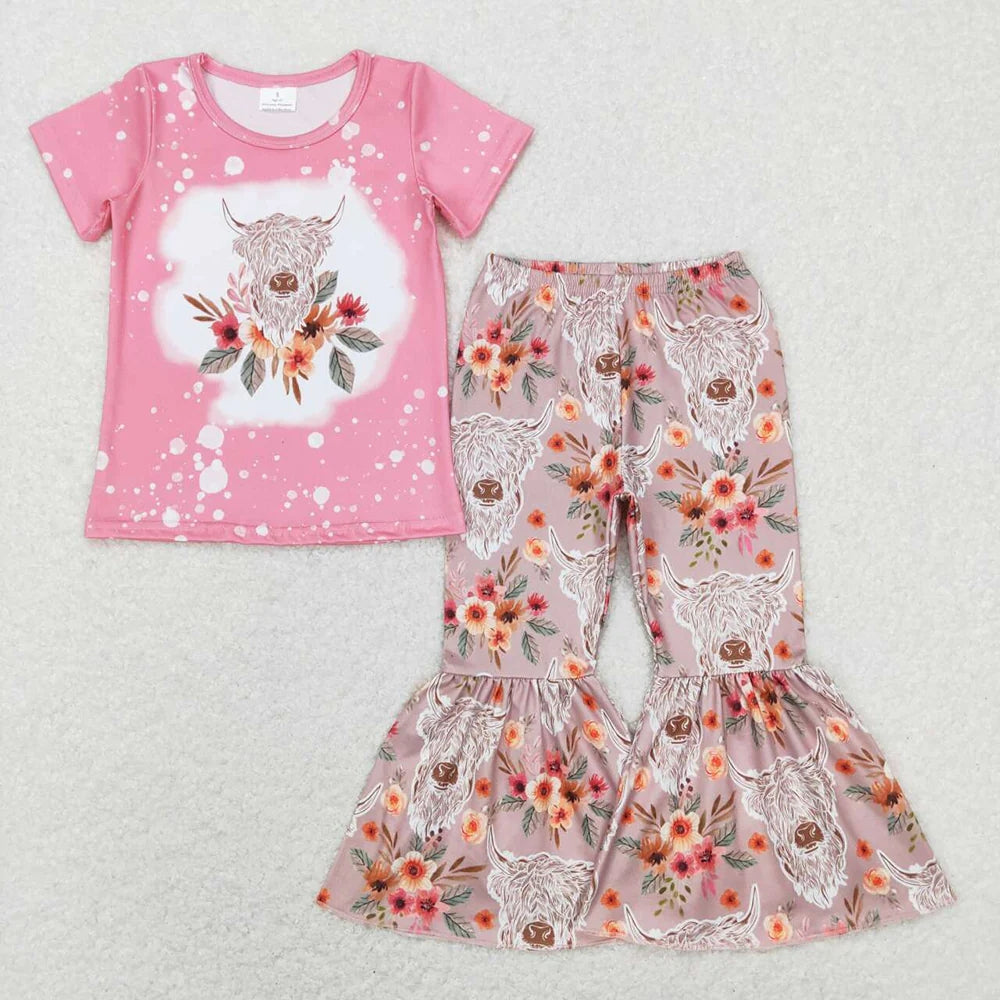 Sibling Baby Girls Western Shirts Bell Bottom Pants Outfits Sets 4.26