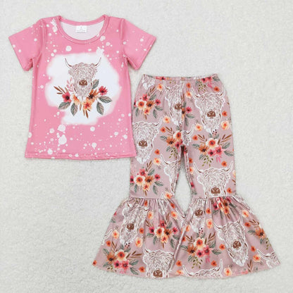 Sibling Baby Girls Western Shirts Bell Bottom Pants Outfits Sets 4.26