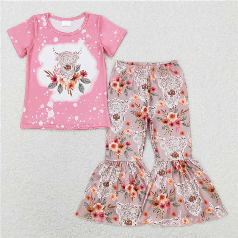 Sibling Baby Girls Western Shirts Bell Bottom Pants Outfits Sets C8.22