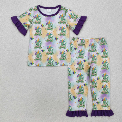 Sibling Baby Kids Anchors Crocodiles Top Pants Mardigras Pajamas Sets Zipper Footie Rompers C9.30