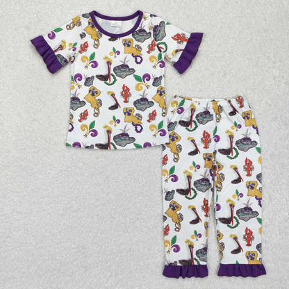 Sibling Baby Kids Anchors Crayfishes Top Pants Mardigras Pajamas Sets Zipper Footie Rompers C9.30