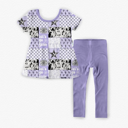 C12.12 GSPO2259 Baby Girls Let's Go Girls Turquoises Cactus Tunic Legging Pants Western Clothes Set Preorder