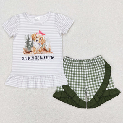 Sibling Baby Boys Girls Raised in the Backwoods Dogs Shorts Clothes Sets Rompers C11.29