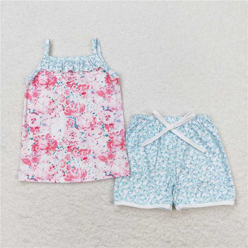Baby Girls Sibling Straps Top Shorts Summer Clothes Sets