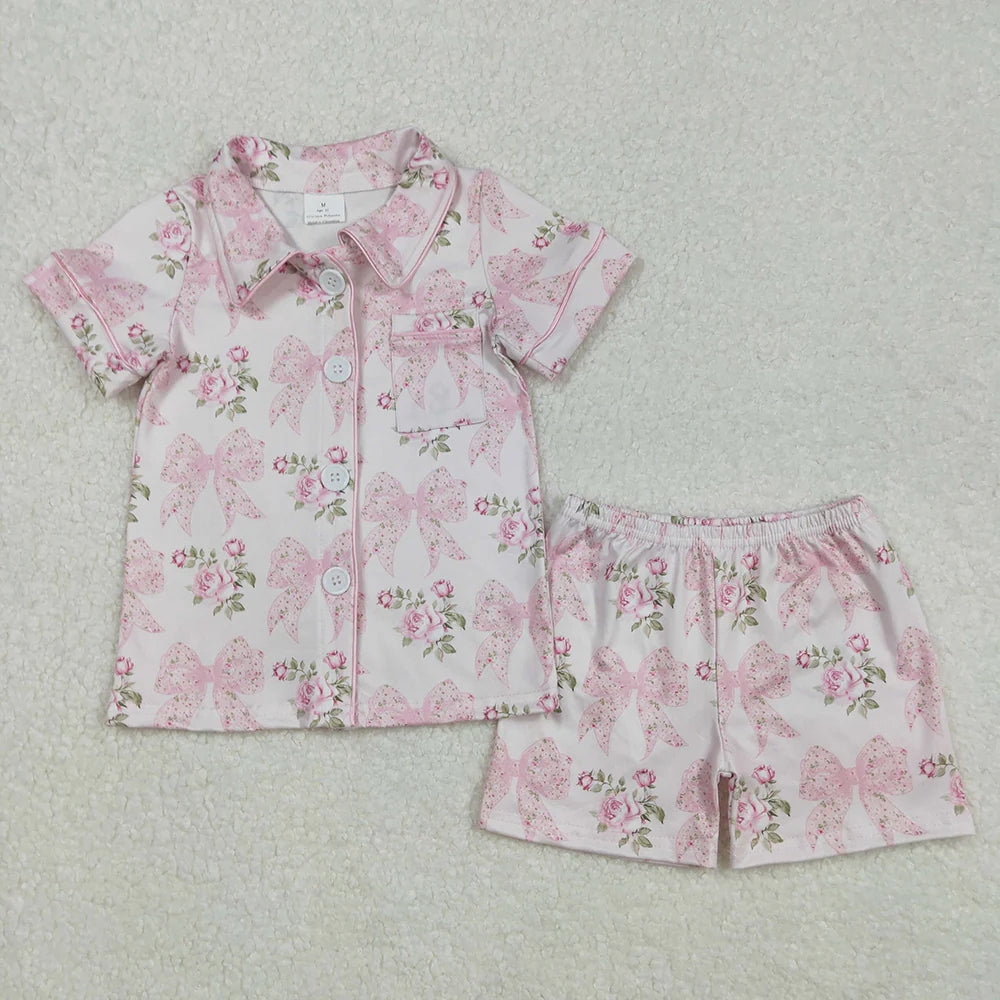 6 Colors Western Girls Boys Button Up Pajamas Sets 8.11