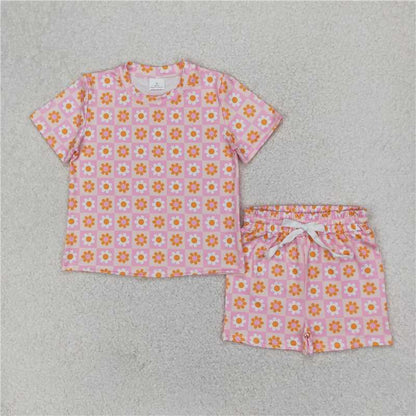Sibling Baby Girls Colorful Stripe Floral Shirt Short Summer Clothes Sets 6.6