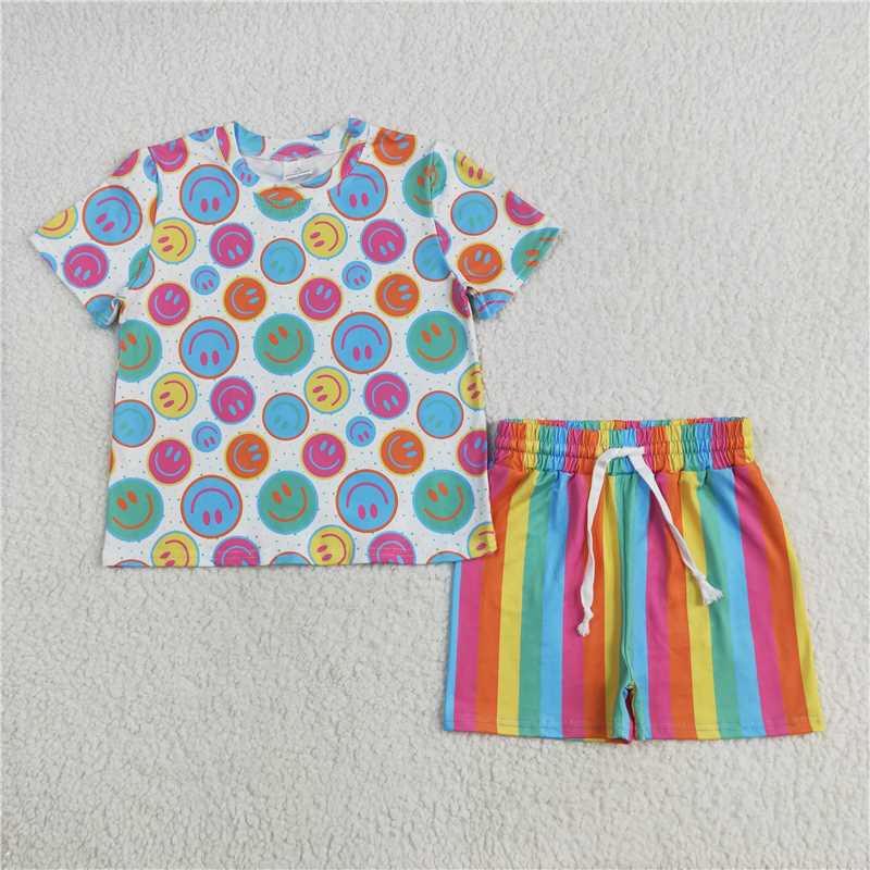 Sibling Baby Girls Colorful Stripe Floral Shirt Short Summer Clothes Sets 6.6