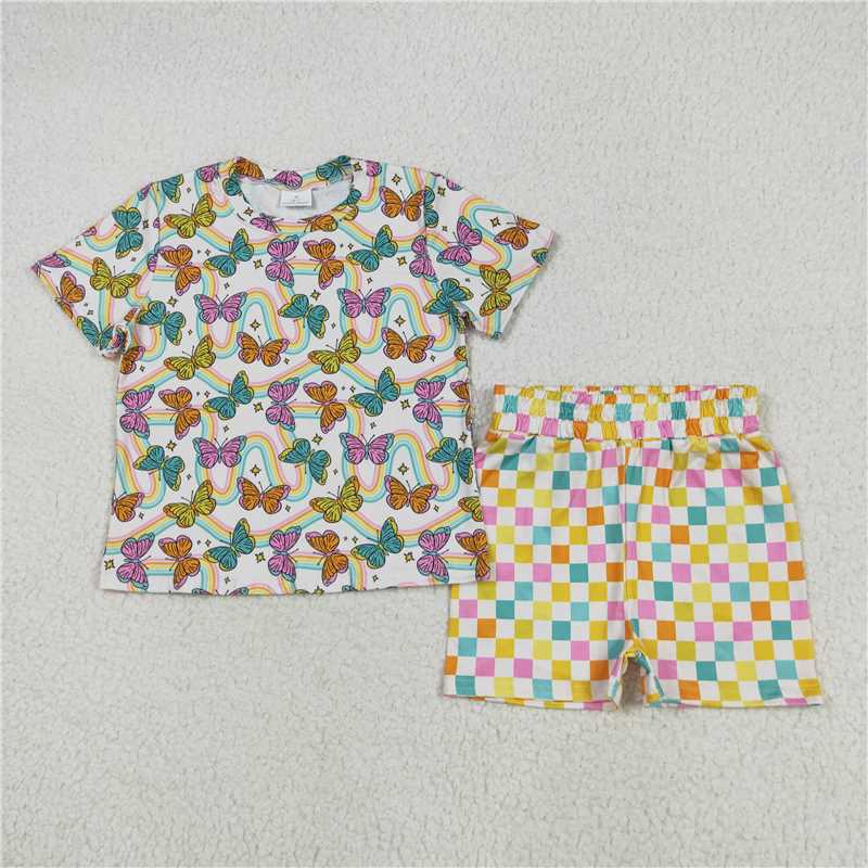 Sibling Baby Girls Colorful Stripe Floral Shirt Short Summer Clothes Sets 6.6