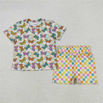 Sibling Baby Girls Colorful Stripe Floral Shirt Short Summer Clothes Sets 6.6