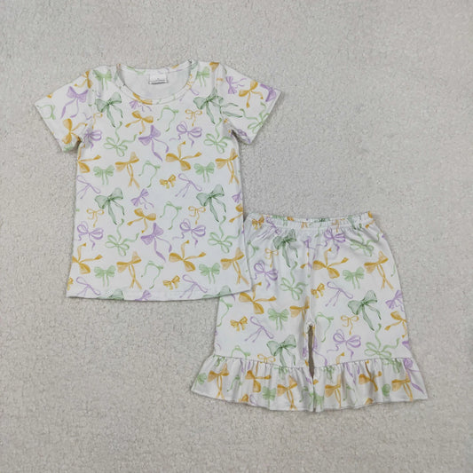 Mama and Me Mardigras Bows Yoga Active Shorts Bottoms C11.11