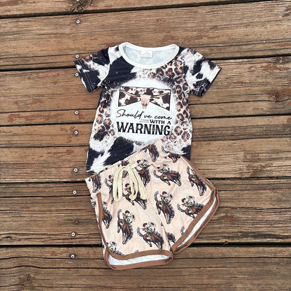 Sibling Baby Girls Western Cowgirls Cow Shirt Top Shorts Outfits 8.11
