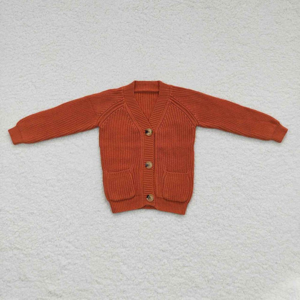 GT0242 caramel color pocket button cardigan long sleeve sweater