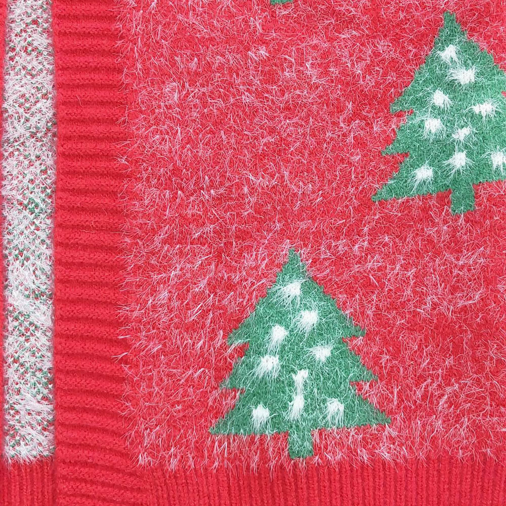 GT0356 White Polka Dot Christmas Tree Red Long Sleeve Sweater Cardigan